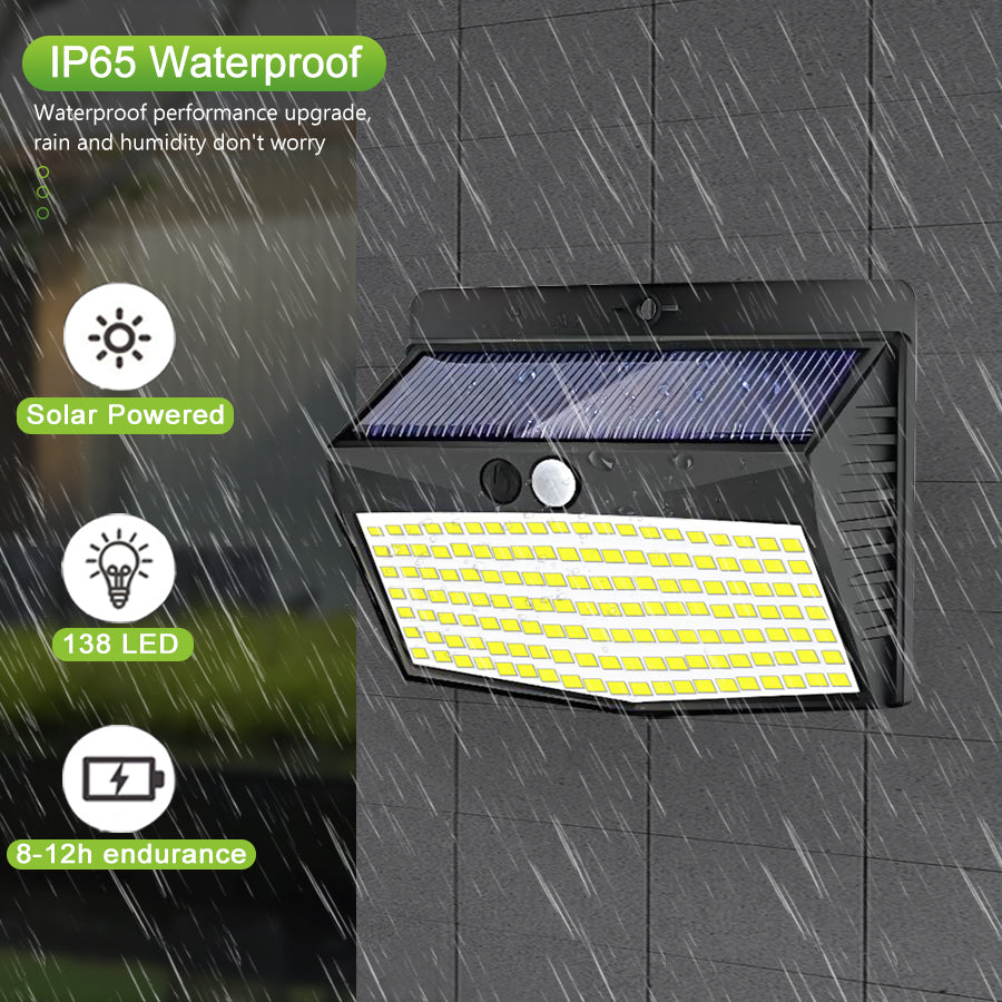 138 LED Motion Sensor Solar Lights Outdoor Waterproof 4pcs