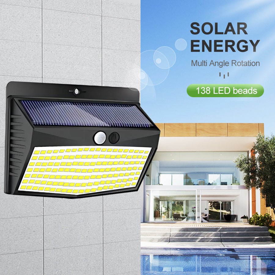 138 LED Motion Sensor Solar Lights Outdoor Waterproof 4pcs
