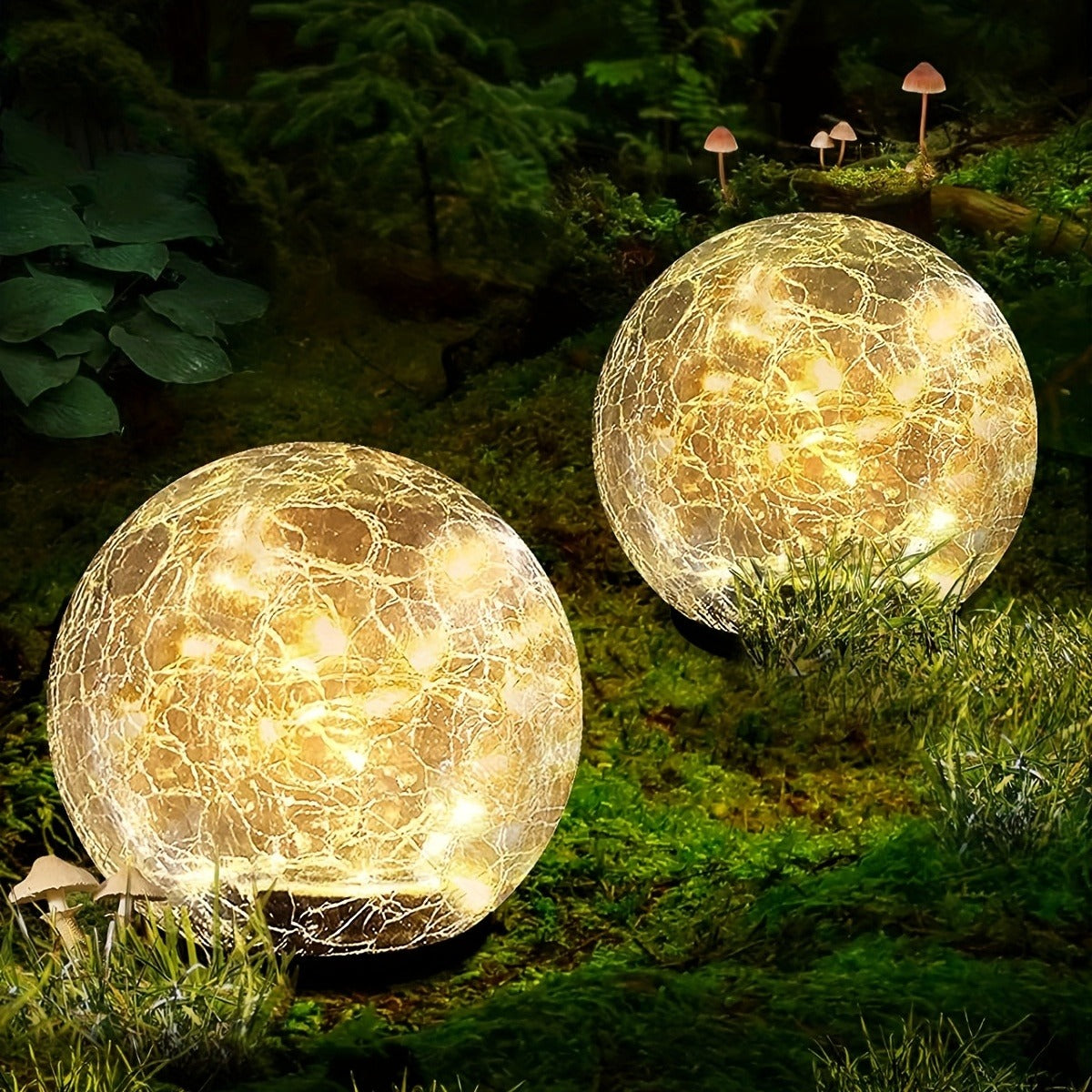 Garden Solar Lights: Cracked Glass LED for Outdoor Decor