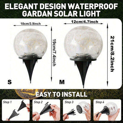 Garden Solar Lights: Cracked Glass LED for Outdoor Decor