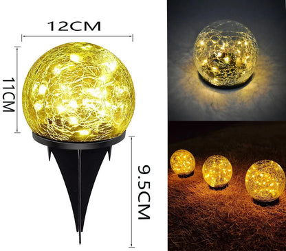 Waterproof Solar Garden Light Cracked Glass Ball Outdoor Lamp