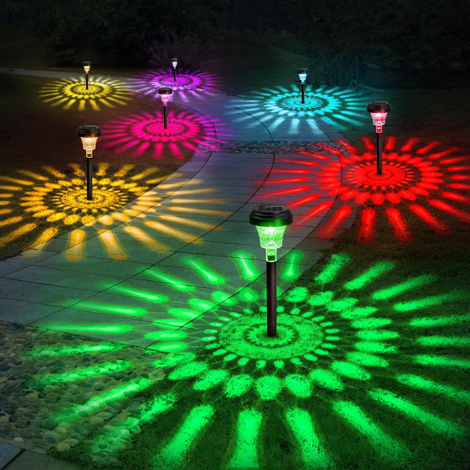 Outdoor Solar Yard Lamps - Color Changing LED, IP67 Rated