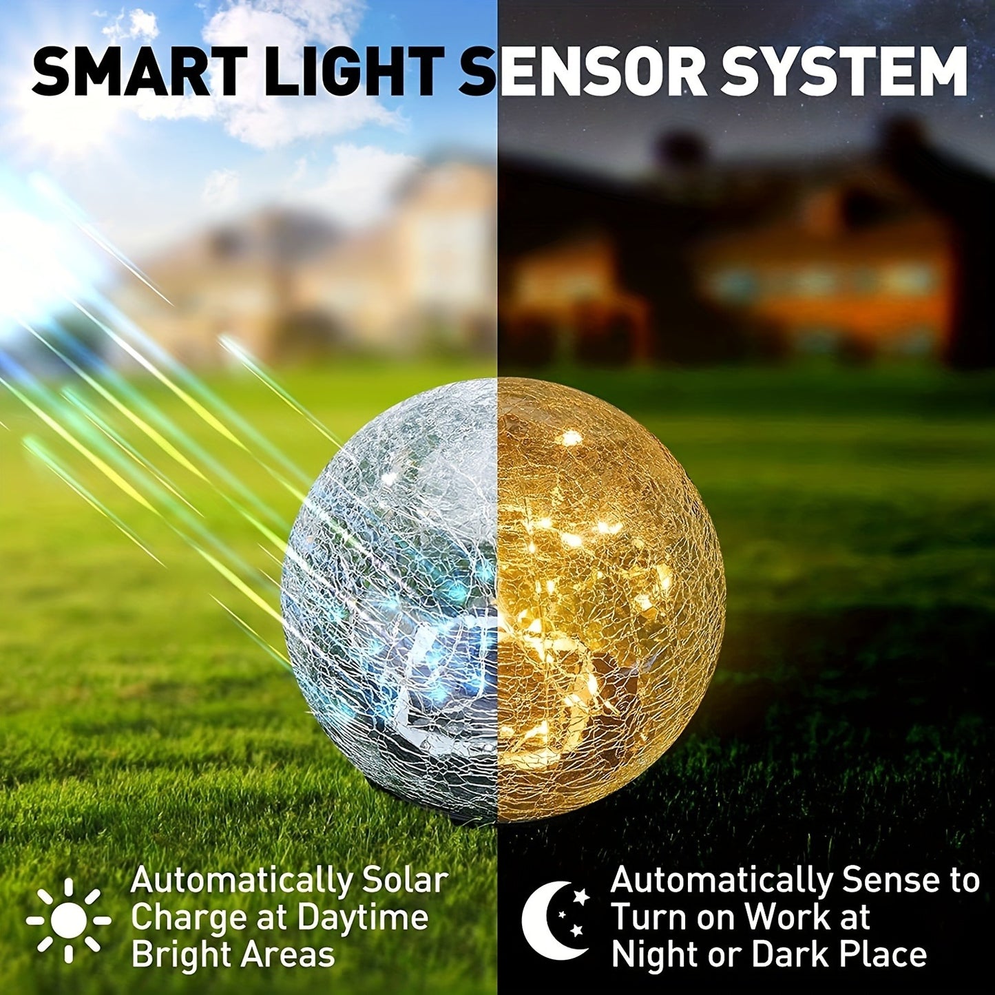 Garden Solar Lights: Cracked Glass LED for Outdoor Decor