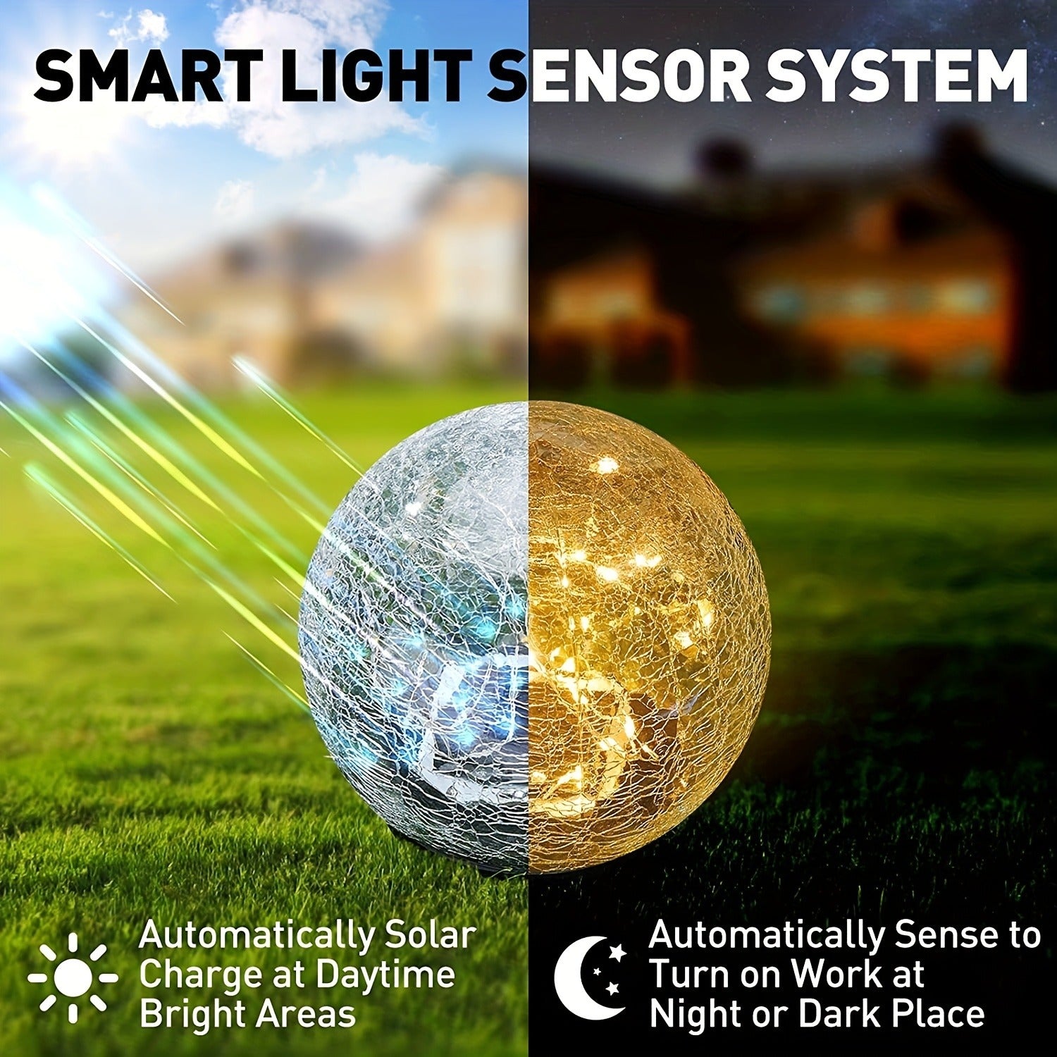 Garden Solar Lights: Cracked Glass LED for Outdoor Decor