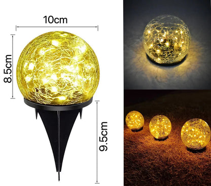 Waterproof Solar Garden Light Cracked Glass Ball Outdoor Lamp