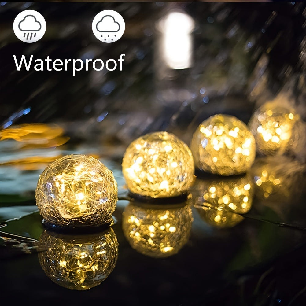 Garden Solar Lights: Cracked Glass LED for Outdoor Decor
