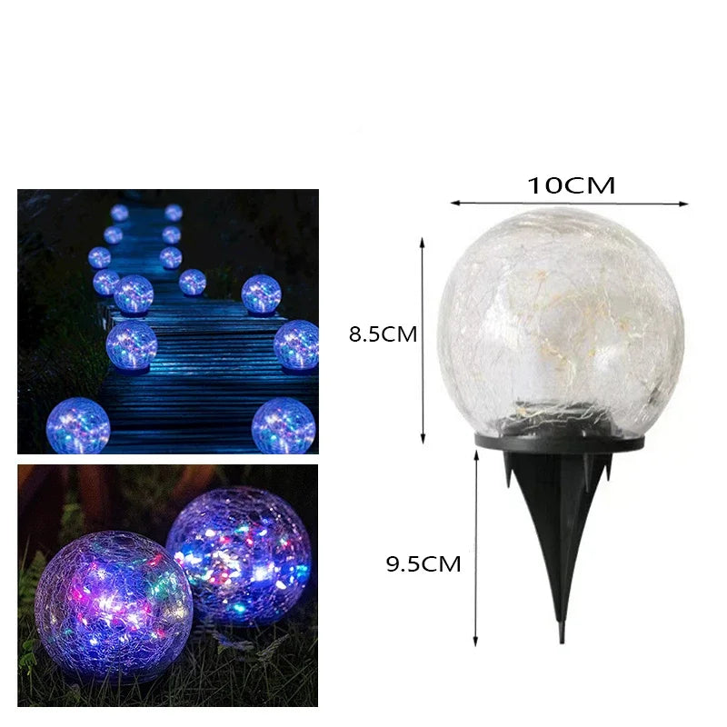 Waterproof Solar Garden Light Cracked Glass Ball Outdoor Lamp