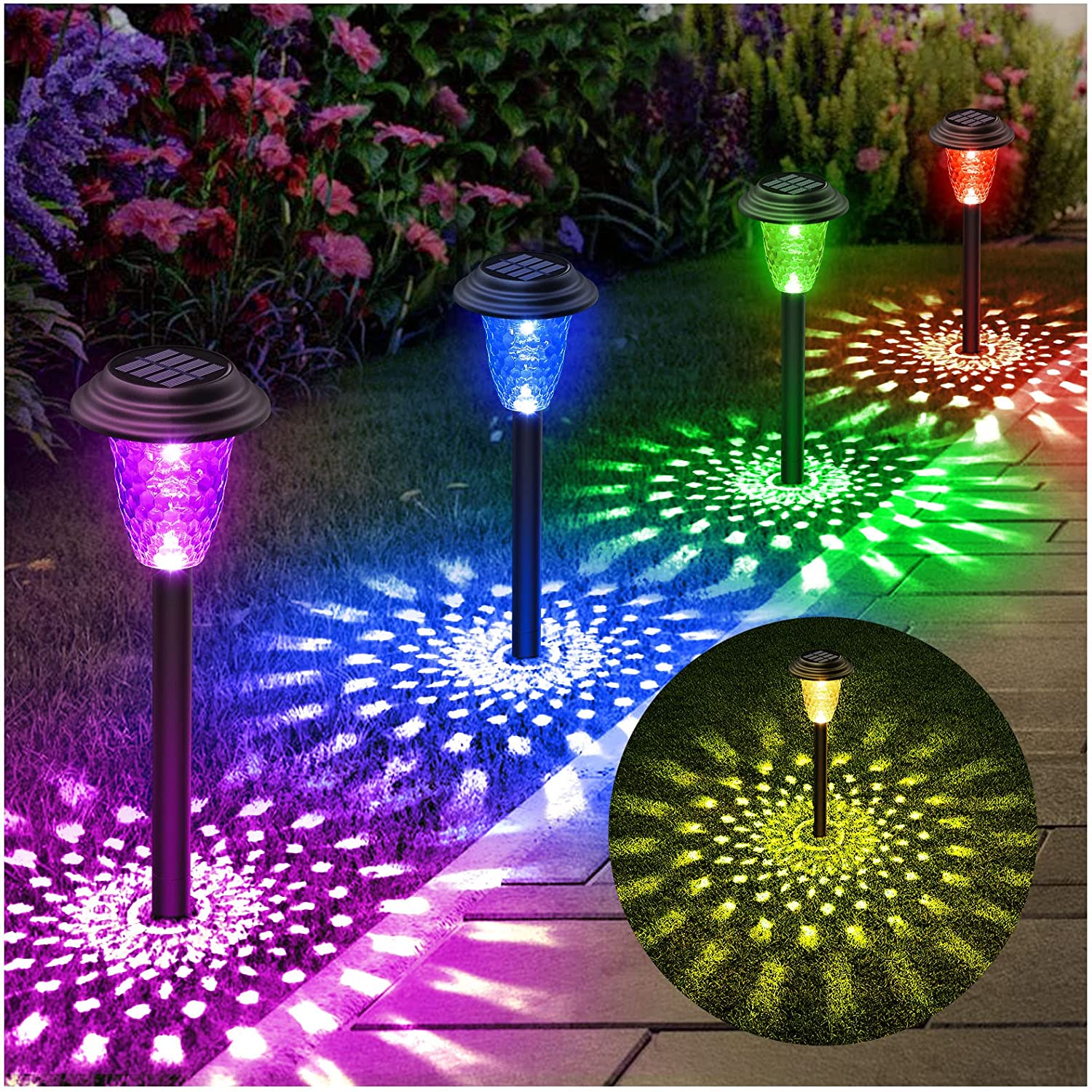 Outdoor Solar Yard Lamps - Color Changing LED, IP67 Rated