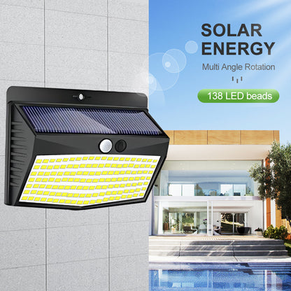 138 LED Motion Sensor Solar Lights Outdoor Waterproof 4pcs