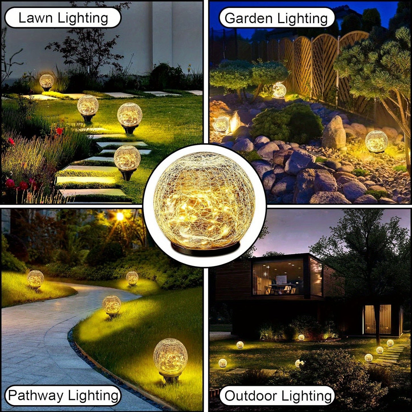 Garden Solar Lights: Cracked Glass LED for Outdoor Decor